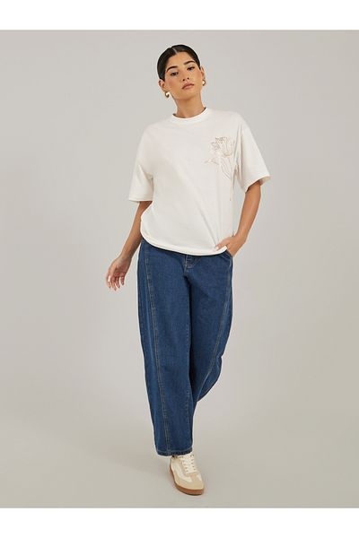 Styli Graphic Print Oversized Round Neck T-Shirt