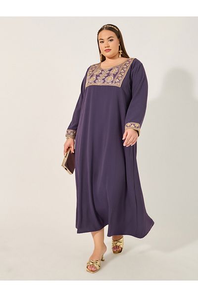 Styli Embroidered Round Neck A-Line Jalabyia