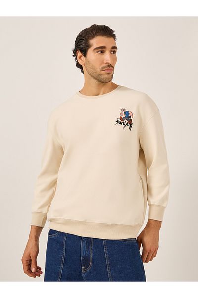 Fort Collins By Styli Embroidered Round Neck Oversized Sweatshirt