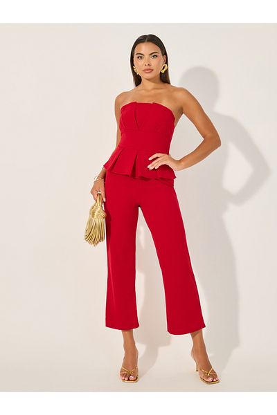 Styli Bandeau Neck Wide Leg Jumpsuit