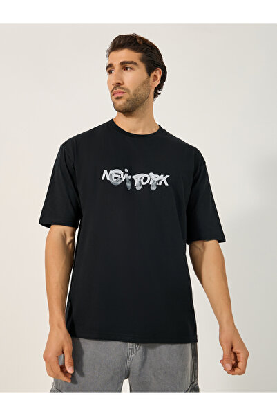 Styli Typography Print Short Sleeve Oversized T-Shirt