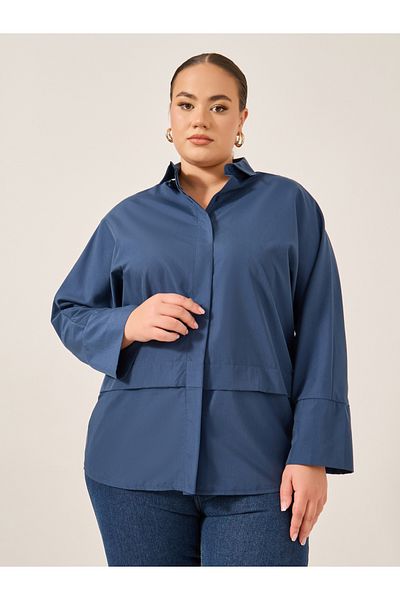 Styli Plus Size Solid Long Sleeves Oversized Shirt