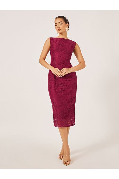 Styli Lace Sleeveless Bodycon Midi Dress