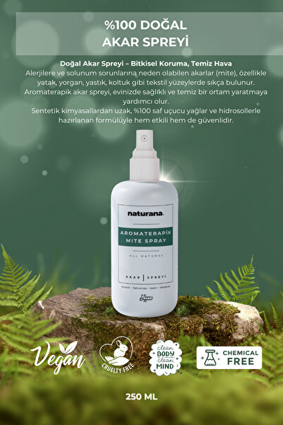 Naturana %100 Doğal Akar Spreyi Toz Akarı Mite Önleyici Alerji Karşıtı 250 ML...