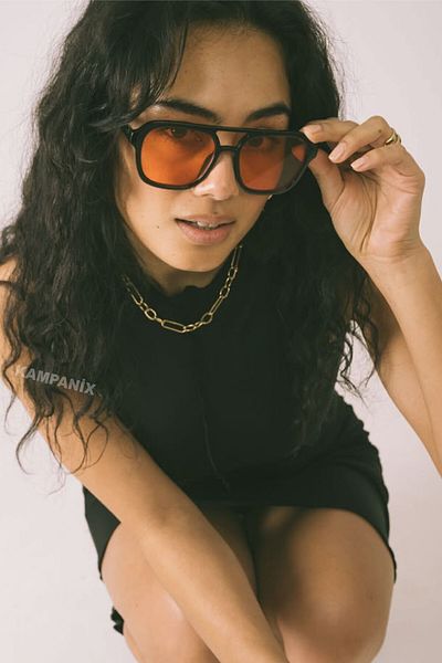 KAMPANİX Unisex Orange Glass Sunglasses