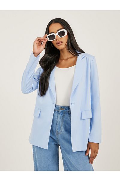 Styli Regular Fit Linen Blazer with Pockets