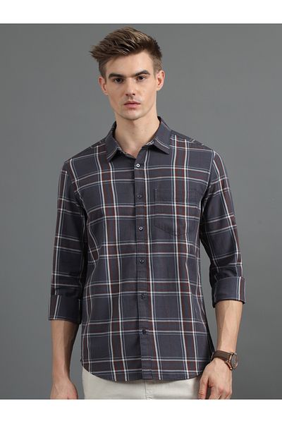 Bushirt By Styli Checked Spread Collar Regular Fit Shirt