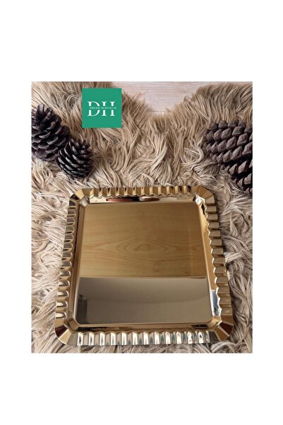 DREAM HEDİYELİK Lüx Kare Kenarları Kıvrımlı Paslanmaz 6’lı GOLD Kahve, Çay, D...