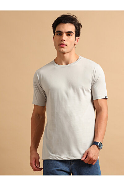 Bushirt By Styli Solid Round Neck Short Sleeve T-Shirt
