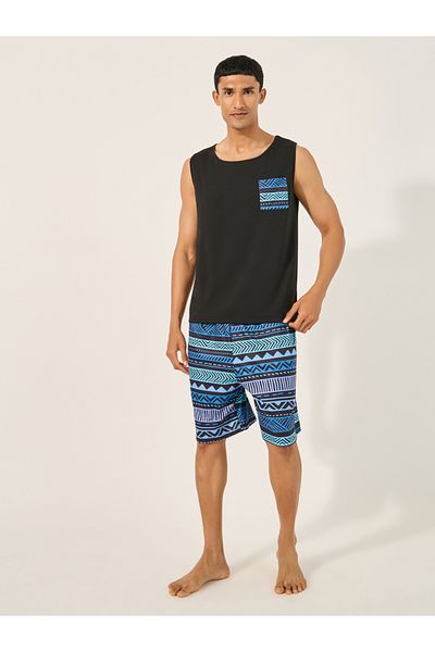 Styli Print Pocket Detail Tank and Shorts Pyjama Set