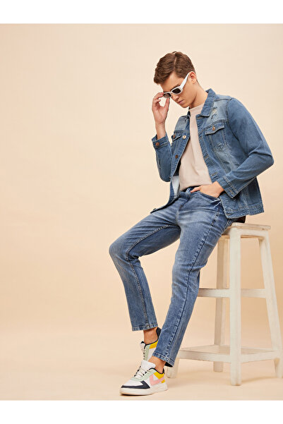 High Star By Styli بنطال جينز باهت بقصة عادية وخصر متوسط