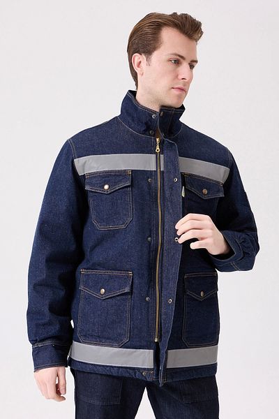 Kardelen Steam Denim Work Coat Reflective Multi Pocket