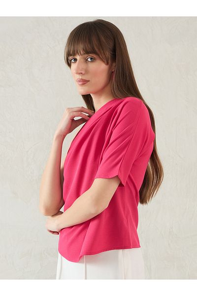 Femmella By Styli بلوزة سادة مطوية بكتف واحد ورقبة