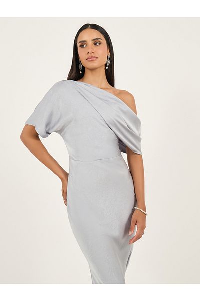 Styli Self Design One Sleeve Mermaid Maxi Dress