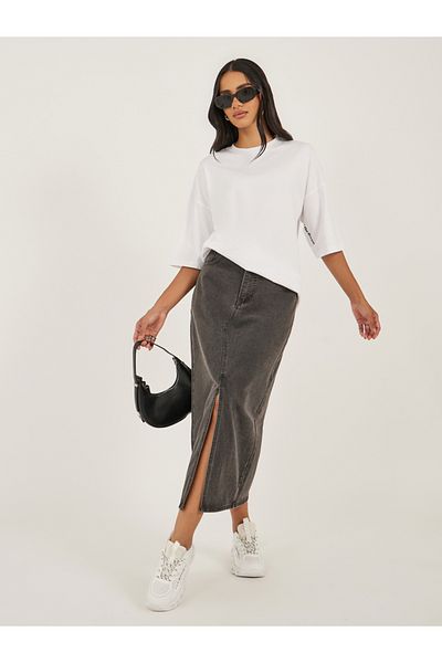 Styli Slogan Print Dropped Shoulder Oversized T-Shirt
