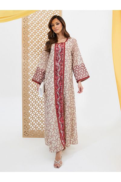 Styli All-Over Embroidered Sequined Jalabyia
