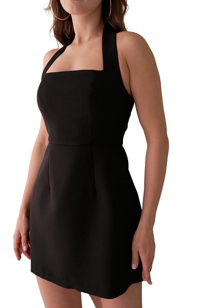 Moda Amore Mini Homecoming Dress -802 Model of Strap Square Neck and Balloon
