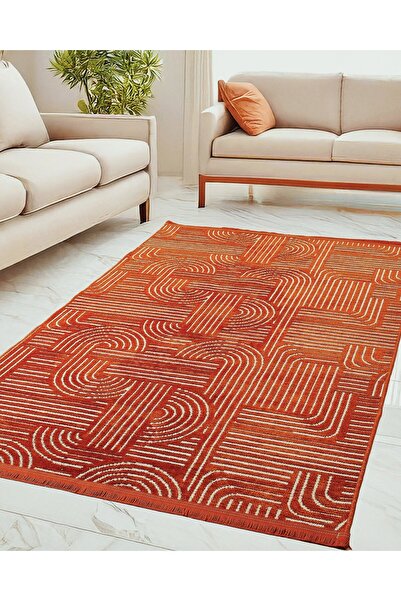 Saray Life Geometrik Desenli A kalite Pamuklu Kilim Halı Dokuma Tabanlı Salon...