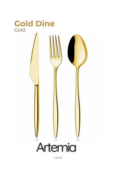 DMR LİFE Gold Dine 18 Piece Fork Spoon Knife Set |   Gold |   6 People |   18/10 Stainless Steel