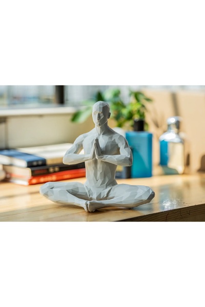 Goplast Premium Yoga/Meditasyon Yapan İskandinav Tarzı Biblo Heykel Figür Dek...
