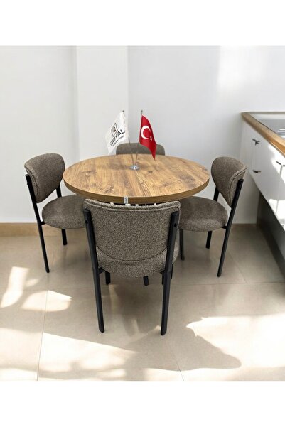 ROYALİSA TABLE CHAİR ROYALİSA LUNA 4 KİŞİLİK MUTFAK MASA TAKIMI CEVİZ RENK