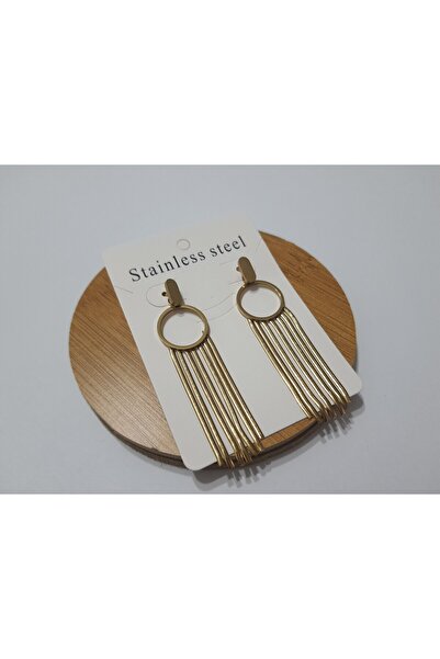 Kaw Halkalı Püsküllü Paslanmaz Çelik Küpe