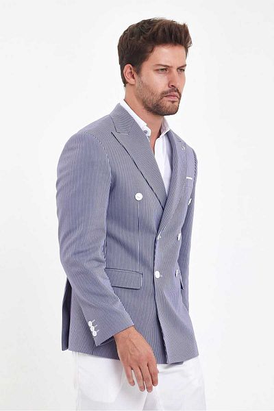 Savira Мъжко яке SlimFit с двойно закопчаване и шарка, размер 6, Davos337