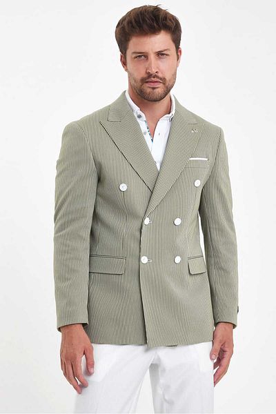 Savira Ανδρικό μπουφάν με διπλό στήθος SlimFit με μοτίβο Drop 6 Davos337