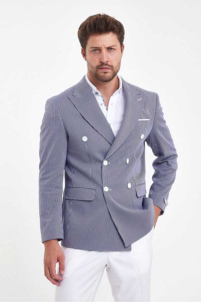Savira Мъжко яке SlimFit с двойно закопчаване и шарка, размер 6, Davos337