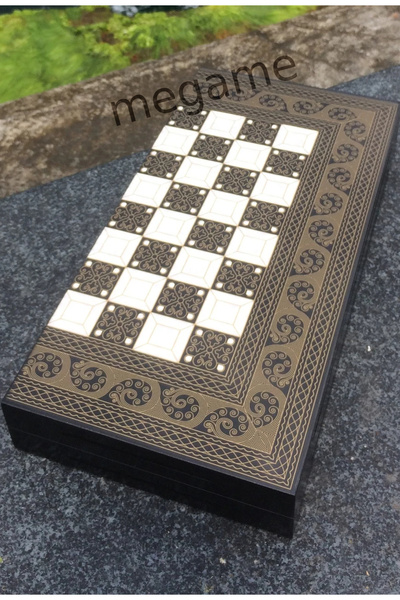 megame kişiye özel ahşap tavla takımı, kalın kasalı lüx cilalı telkari desen ...