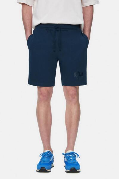 UCLA Ανδρικό πλεκτό σορτς Jarvis Navy Blue Κεντημένο Standard Fit