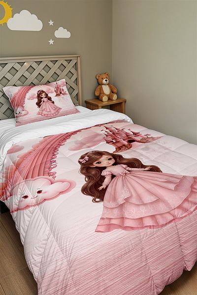 EVPANYA Sliding Cloudy Princess Patterned Single Duvet and Pillowcase