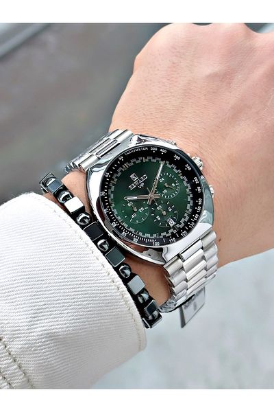 Reward Silver Color Large Case Sports Model Function Men's Wristwatch + Bracelet