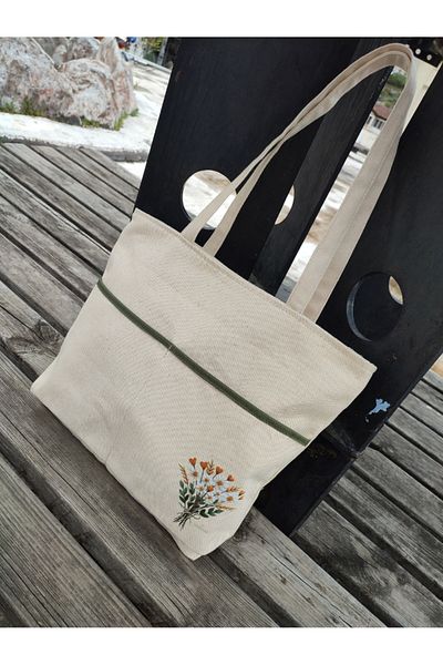 JANJAN Canvas Bag, Zippered, Front Pocket, Inner Pocket Canvas Tote Bag