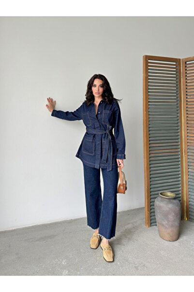 Serica Moda Джинсова куртка з поясом і кишенями