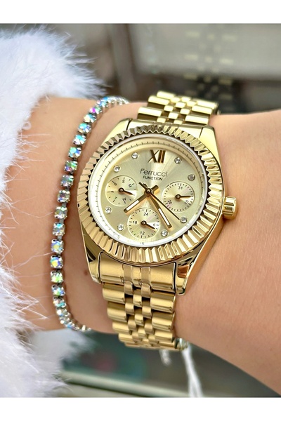 Ferrucci Women's Wristwatch All Functions Active 3 Atm Waterproof Steel Band ...