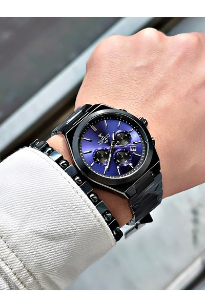 Reward Black Color Functions Active Steel Cord Men's Wrist Watch + Bracelet