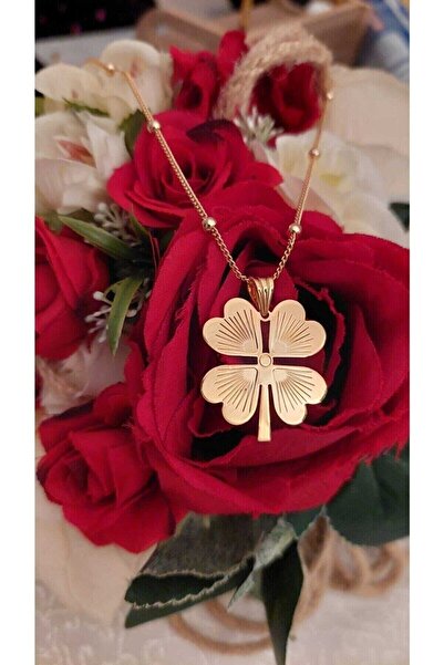 stainles steel NAZAR BONCUKLU 4 YAPRAKLI YONCA KOLYE