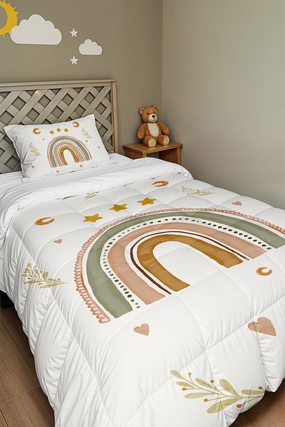 EVPANYA Starry Rainbow Patterned Single Duvet and Pillowcase