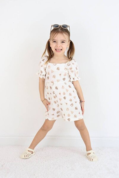 JELİBOOM Patterned, Snap Fastener Muslin Girl's Jumpsuit