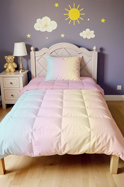 EVPANYA Powder Color Transition Points Patterned Single Duvet and Pillow Case
