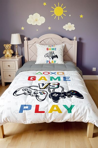 EVPANYA Gamer Gamer 18 Patterned Single Duvet and Pillow Case