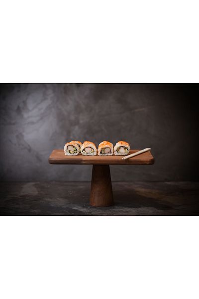 Rabo Craft Rectangular Natural Wooden Cake Stand, Wooden Footed Cake Stand, Presentation Stand, Cheese Plate