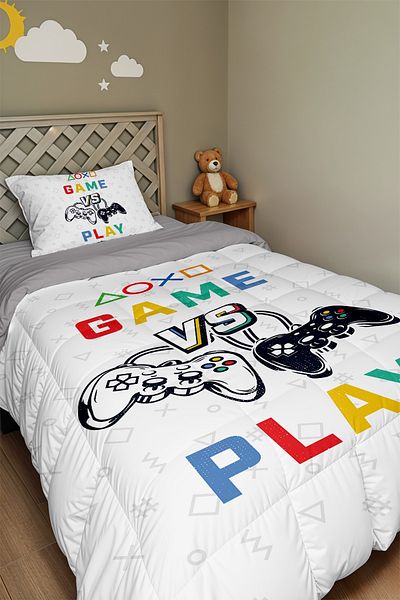 EVPANYA Gamer Gamer 18 Patterned Single Duvet and Pillow Case