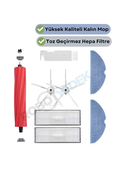 robotyedek Roborock S7 Compatible Renewal Set - Brush, Hepa Filter and Mop