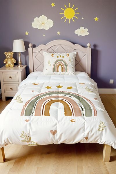 EVPANYA Starry Rainbow Patterned Single Duvet and Pillowcase
