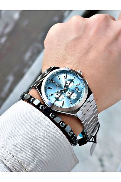 Reward Silver Color Functions Active Steel Strap Men's Wristwatch + BRACELET