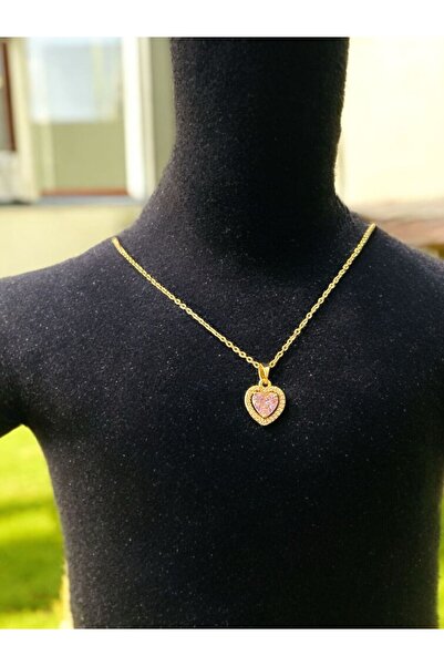 Emkaccessories الفولاذ المقاوم للصدأ قلادة القلب الوردي