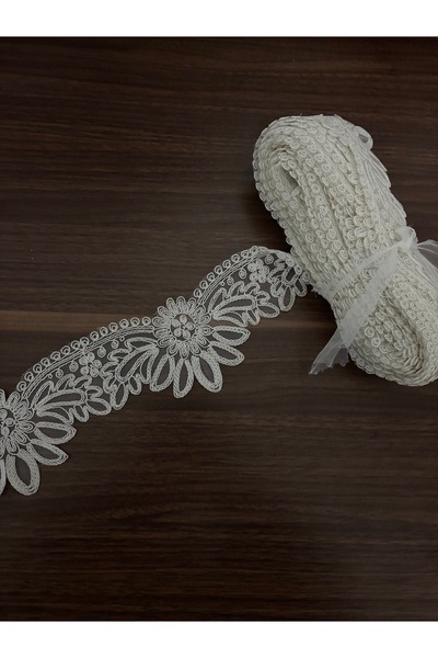 Butik Kortlu uç güpür bayku model dantel 10 metre uzunluk imza tekstil