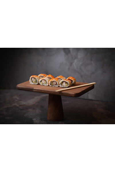 Rabo Craft Rectangular Natural Wooden Cake Stand, Wooden Footed Cake Stand, Presentation Stand, Cheese Plate